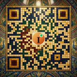 Gold mosaic QR code style
