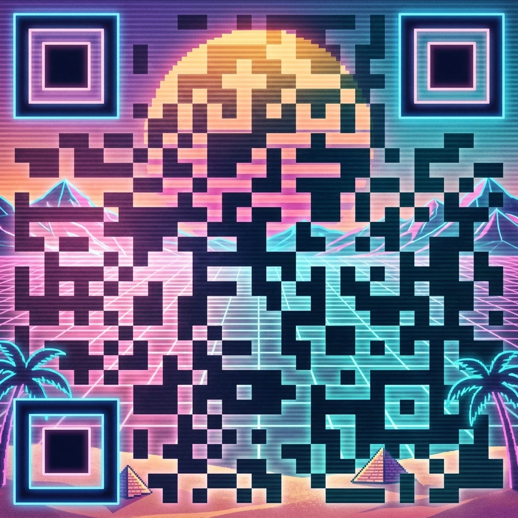 Vaporwave QR code template